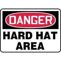 Accuform Signs MPPA005VA Accuform Signs 10\" X 14\" Red, Black And White Aluminum Value Personal Protection Sign \"Danger Hard Hat